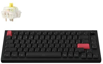 Keychron Mechanische Tastatur Q1 Max QMK/VIA Wireless, Layout QWERTY US, Vollmetall, programmierbar, 2,4 GHz/Bluetooth/USB, RGB und Hot-Swappable, Gateron Jupiter Banana, Side-Printed Keycaps