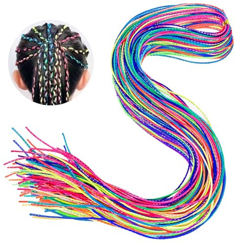 80 Stück Haarsträhnen zum Einflechten,Haarsträhnen Kinder,Haarsträhnen,Bunte Haarsträhnen Kinder,DIY Regenbogen Flechtdrahtband Haarschmuck Mädchen für Party Geburtstag Sport