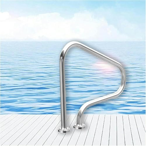 Pasamanos de acero inoxidable para piscina enterrada, pasamanos de seguridad con acabado plateado