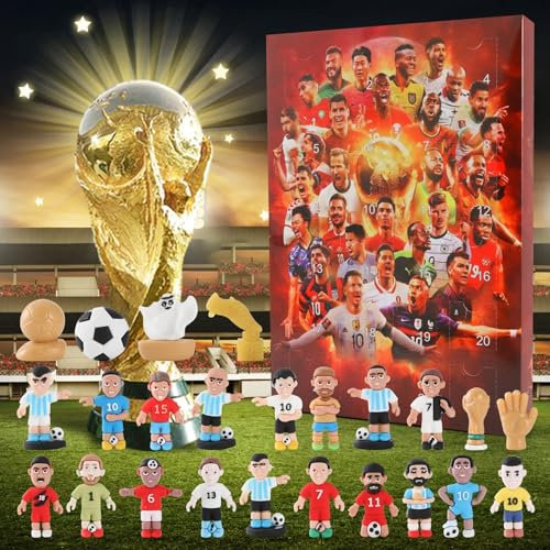 Fußball Adventskalender, Fußball-Adventskalender, 24 Tage Weihnachts Countdown Kalender Enthält 24 Fußball Accessoires, 2024 Fussball Adventskalender, Geschenken für Kinder und Fans (1PC)
