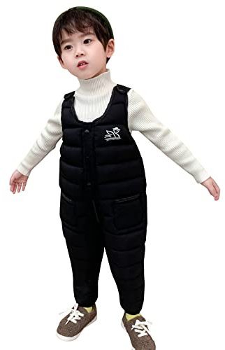 LOIJMK Child Kids Toddler Toddler Baby Girl Sleeveless Solid Jumpsuit Cotton Padded Ski Dungarees Overalls Trousers Outfit Clothing Evening Jumpsuit, black, 18-24 Monate