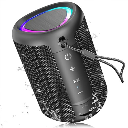 UOHHBOE Bluetooth Speaker, Powerful Crystal Clear Sound 15H Play Bluetooth 5.3 Mini Super-Portable Speaker with 3 Modes RGB Lights, Wireless Stereo Pairing for Outdoor/Party/Beach/Travel/Gifts