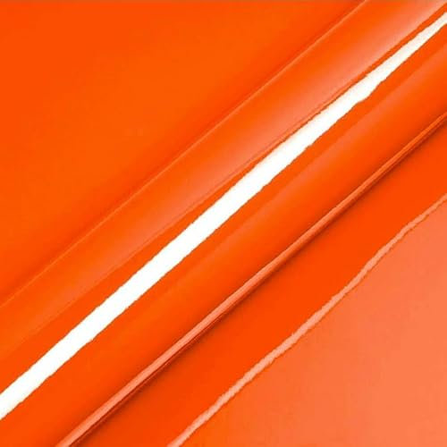 DIMEXACT - Vinyle Covering Orange Brillant pour Surface Plane avec Colle Airflow - 122 cm x 0.5 m - en Rouleau