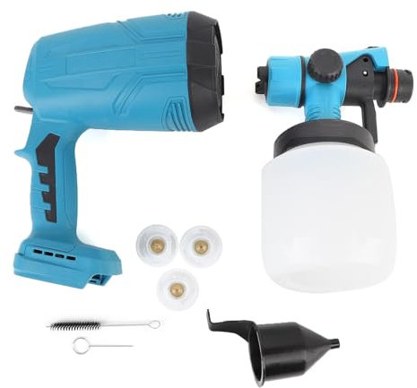 Cordless Paint Spray Gun Battery Operated Electric Sprayer with 4 Nozzles Customizable Control 3 Spray Patterns for Furniture Fence Wall Door Rated Power 200W 4 Nozzle