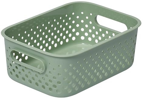 SmartStore Panier de Rangement avec Poignées en vert 1,6L (20,5x14,5x7,5cm) I Panier de Rangement en Plastique Recyclé I Essence S Boîte de Rangement I Boîtes Avec 10 Ans de Garantie
