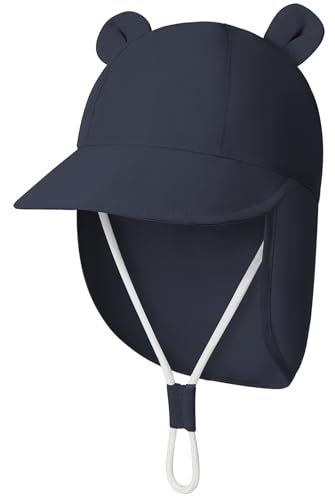 Durio Unisex Schirmmütze Kinder mit Nackenschutz Baby Sonnenhut UV SPF50+ mit Ohrentraum-Design Kleinkind Sommermütze für Mädchen Jungen Marineblau 6 Monate-12 Monate