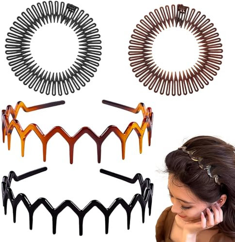 Bande de Cheveux 4 Pièces, Zigzag Headband Avec Extensible Cheveux, Serre Têtes en Zigzag, Serre Tete Cheveux Femme, Serre Tete Maquillage, Bande de Cheveux de Sport