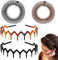 Bande de Cheveux 4 Pièces, Zigzag Headband Avec Extensible Cheveux, Serre Têtes en Zigzag, Serre Tete Cheveux Femme, Serre Tete Maquillage, Bande de Cheveux de Sport