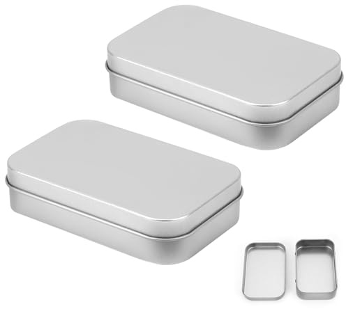 Robuste Metall-Aufbewahrungsbox, Tragbarer Mini-Behälter mit Deckel, Vielseitig Einsetzbare Leere Dose für Zuhause und Reisen, Ideal für Kleinteile wie USB-Kabel, Kosmetika, Schlüssel, 9,4 x 6,1 x 2 c