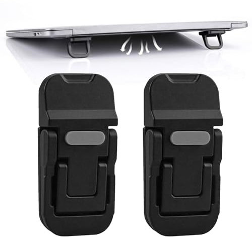 2pack portable keyboard riser - foldable computer keyboard stand with anti slip silicone self-adhesive feet - dual adjustable design - perfect for most keyboards and laptop riser for desk (black)