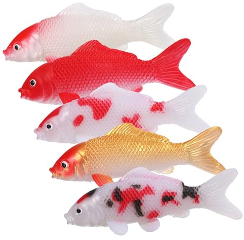 Toddmomy Koi-Fische 5 Stück PVC Mehrfarbig 11.50 X 4.20 X 3.00 cm | Pvc Material, Mehrfarbiges Design, 11.50 X 4.20 X 3.00 cm, Für Heim- Und Büroaquarien