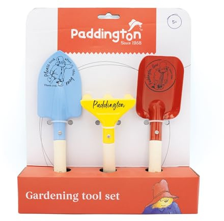 Paddington Children’s Garden Tool Set – 3-Piece Outdoor Gardening Kit for Kids with Trowel, Spade & Rake – Strong Metal Tools with Wooden Handles – Ages 5+