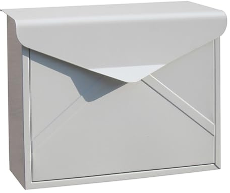 BeiJingYZ Cassetta Postale a Parete con Serratura, Cassette Postali Condominiali di Grande capacità, Buca Lettere da Esterno in Lamiera Zincata, 38 * 12 * 30 cm(White)