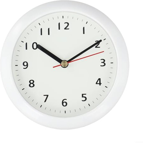 Minimalistische Saugnapf-Uhr, wasserdicht und geräuschlos, für Badezimmer und glatte Oberflächen (weiß)