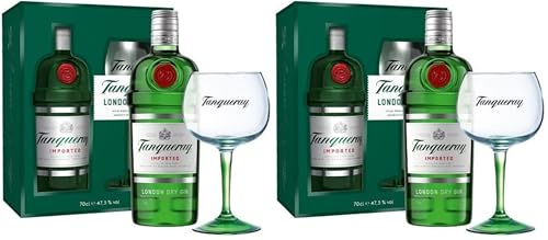 Tanqueray London Dry Gin Coffret 1 Verre 70cl 43.1% (Lot de 2)