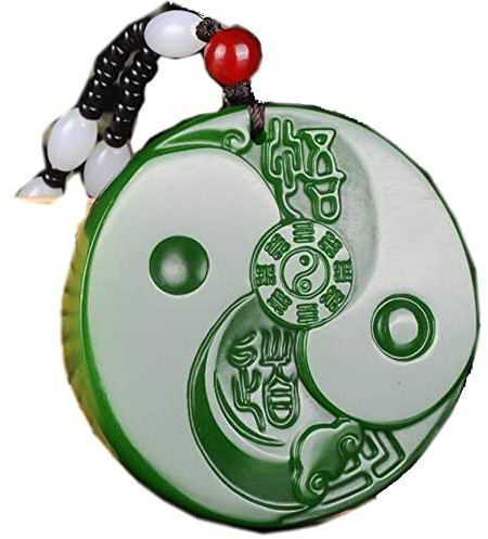 ByNGSDCC Pendentif en Jade Naturel Chinois, Taiji Bagua, breloque Collier, Bijoux, Accessoires de Mode, amulette Porte-Bonheur for Hommes et Femmes