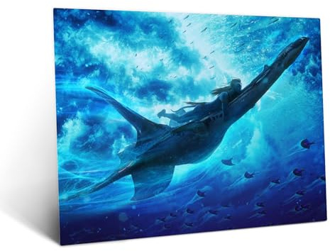 Displate Offiziell Avatar 3 MetallPoster - Lo'ak with Ilu - Magnetische Befestigung Inklusive Lizenziert Bilder Poster 45 cm x 32 cm