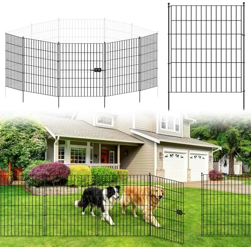 5stück Steckzaun Metall 81x71cm Steckzaun für Hunde,Dekorativer Gartenzaun | Rostfreier Metallzaun, Hundezaun, Zaun für Hunde, Tierzaun als Barriere, Gitterzaun Set, Kein Graben für Blumenbeet, Hunde