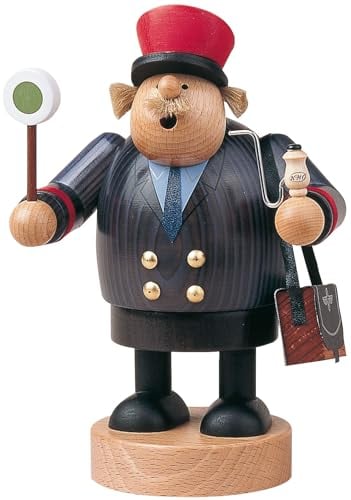 KWO Olbernhau 21606 Räuchermännchen Eisenbahner, 20 cm