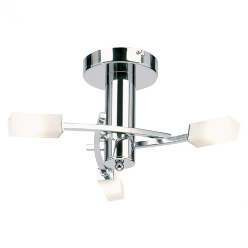 Endon Havana Chrome & Frosted Glass G9 Semi Flush Dimmable 3 Lamp Ceiling Light