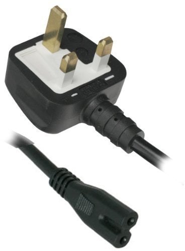 UK Volex 2M Figure 8 C7 Power Cable with moulded 3pin UK Plug. Asta Approved and Verified