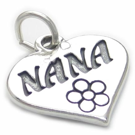 Nana Liebesherz mit Blume Sterling Silber Charm .925 x 1 Liebesanhänger