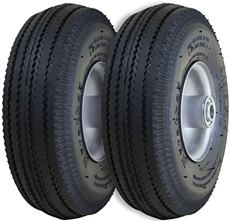 Marathon 02310 Pneumatic Air Filled Hand Truck and All-Purpose Tires on Wheels-4.10/3.50-4 Inch, 2.25 Offset Hub, 5/8 Bearings Fits Various Types of Utility Equipment, 2 Pack