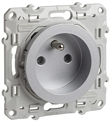 Schneider Electric - Odace, prise de courant 2P+T Alu, à vis, connexion à vis - S530039