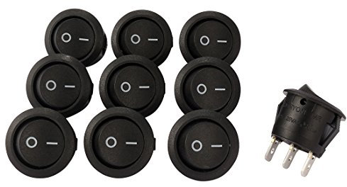 sourcing map 10Pcs AC250V/10A 125V/12A 3 Broches SPST Toggle On/Off 2 Position I/O Rond Bouton Interrupteur à Bascule Bateau