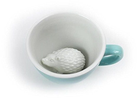 Ceature Cups Igel-Keramiktasse (325 Milliliter, Meeresgrün) | Auf der Innenseite versteckte Tiermotive | Weihnachts- und Geburtstagsgeschenk für Kaffee- und Teeliebhaber