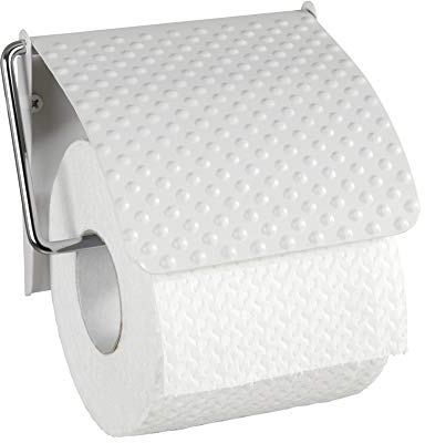 WENKO 23357100 Toilettenpapierhalter Punto Weiß - Papierrollenhalter, Stahl, 13 x 2.5 x 12 cm