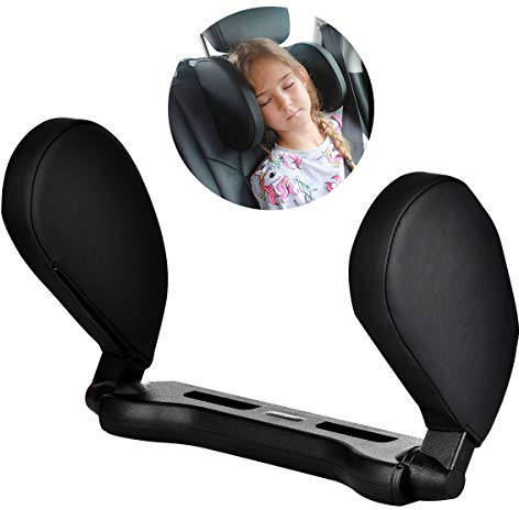 Cozywind Auto Kopfstütze Kissen Nackenstütze Kinder Kopfstütze Seitlich Autokopfstützen Klappbar Kinderkopfstützen Verstellbar Kopfstützkissen für Kinder und Erwachsene (Schwarz)