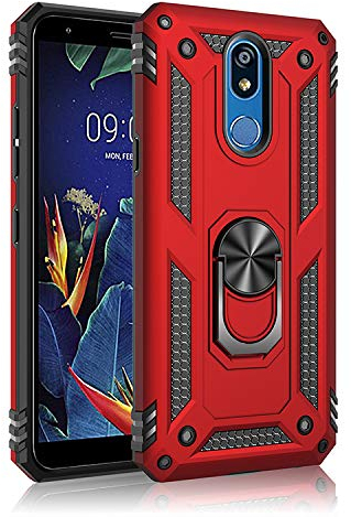 BestST Custodia per Huawei Mate 20 Lite Cover, 360° Girevole Regolabile Ring Armor Bumper TPU Case Magnetica Supporto Smartphone Silicone Custodie Heavy Duty Antiurto Case,Rosso