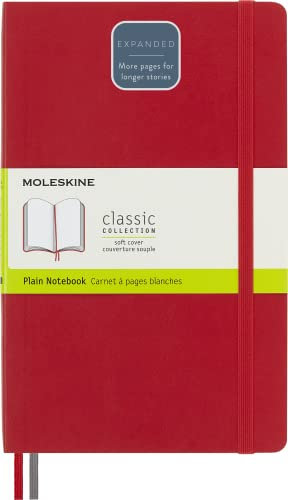Moleskine - Klassisches Notizbuch, Blanko Seiten, Softcover und elastischer Verschluss, Größe 13 x 21 cm, Farbe Scharlachrot, 400 Seiten