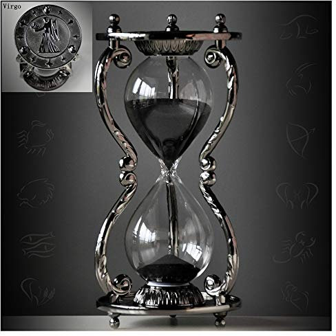 LeDiYouGou Sanduhr mit Sanduhr, 30 Minuten, einzigartig, Vintage-Stil, 12 Sternbilder, Metall, Schwarz