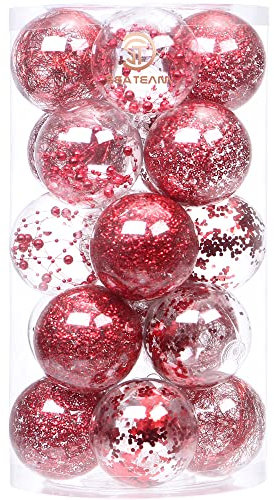 Sea Team 80mm/3.15 Feine dekorative Kleinigkeit mit Gemälde & funkelndem Weihnachtsbaumschmuck als Thema, Christbaumkugel-Set—20 Stück