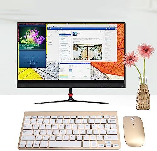 Cuifati Wireless Keyboard+Mouse Set,Ultra-Thin Mute Keyboard & Mouse Combos,Mini Home Office Mouse Keyboard Set,Ergonomic Design Keyboard and Mouse,for Desktop Computer,Laptop,PC,Windows(Gold)