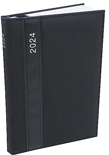 Buchkalender 2025 A5 - Lederoptik Design Chefplaner 2025 A5 Business Planer Terminkalender 2025 mit Jahreskalender Kalenderbuch Terminplaner Kalender 2025 (Schwarz)