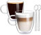 Joeyan Doppelwandige Gläser 2er Set - 400ml Thermoglas mit Henkel - Borosilikatglas Kaffeeglas mit Glaslöffel für Latte, Cappuccino, Milch, Tee, Saft,Eis