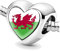 Bon4azuré Wales Flag Beads for Bracelets Silver Charms for Women Charm Bead Jewellery Gifts Ideas for Girls Sterling Silver, Sterling Silver