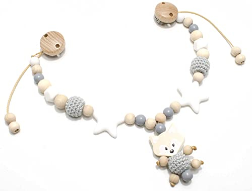 Kinderwagenkette Fuchs natur grau Junge Mädchen mit Farbwahl !
