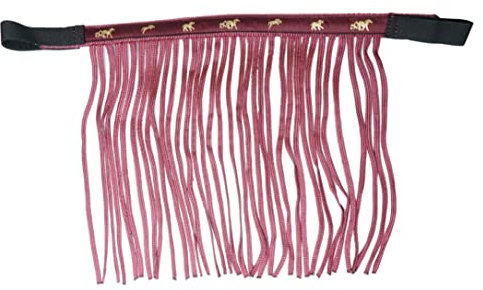 Fliegenfransen für Pferde Fliegenmaske mit Fransen & Klettverschluss, Fliegenhaube für Shetty, Pony, Cob, Warmblut, Kb (Pony, Bordeaux)