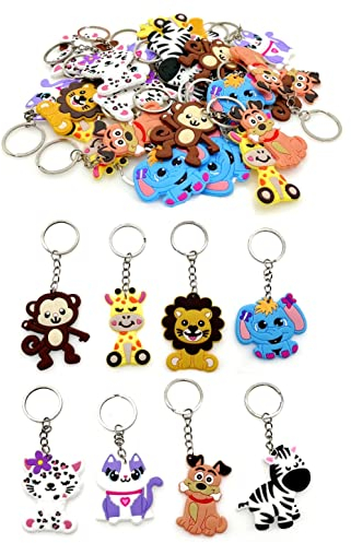 JZK 32x Silikon Tier Schlüsselanhänger Set für Kinder, Schlüsselanhänger für Kindergeburtstagsgeschenke, Kinderparty-Taschenfüller, Kinderparty danke geschenk, Schlüsselanhänger für Kinderpartys