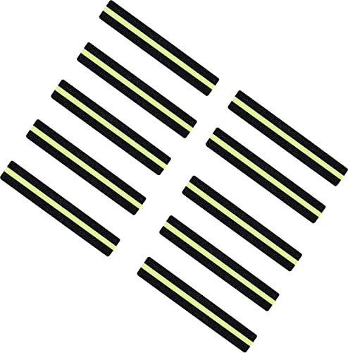 Anti Slip Traction Tape, 10 Pre-Cut Outdoor Non Skid Strips, 80 Grit Slip Resistant Safety Treads - 2 X 12 Non Slip Adhesive Grip Tape for Stairs Ladders or Other Safety Needs - Green&Black