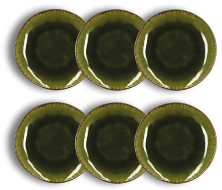 OGO LIVING - Lot de 6 assiettes à dessert META en grès vert 20cm - 2614319