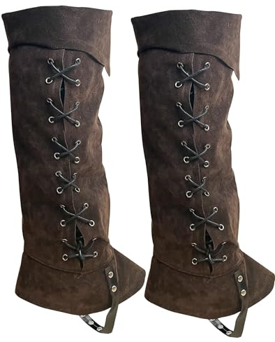 Brown Pirate Boot Covers, Women's Men's Halloween Costume Shoe Covers