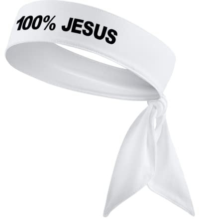 100% Jesus Sport Kopfband Stirnband Fußball Fútbol Fußball Weiß Schwarz Leichtathletik Fitness – Stretch Schweißband Kopfband Ninja Krawatte Bandana Feuchtigkeitstransport (weißes Stirnband)