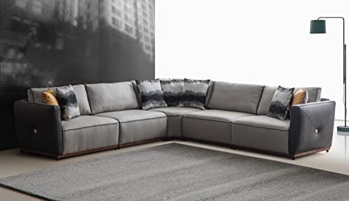 JV Möbel Ecksofa Sofas L-Form Großes Sofa Eck Wohnzimmer Polyester Modern Luxus Stoff Neu