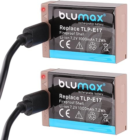 Blumax Battery LP-E17 USB Type C Input 1000 mAh Compatible with Canon EOS RP R8 R10 R100 77D 200D 250D 750D 760D 800D 850D, 60345