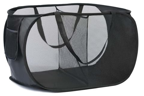 KIAYOO Wäschekorb Faltbar,Klappbarer Wäschekorb Mit 2 Fächern,Pop-Up Laundry Baskets für Badezimmer,Schlafzimmer,Waschküche,Kinderzimmer,Hotel & Reisen,Schwarz